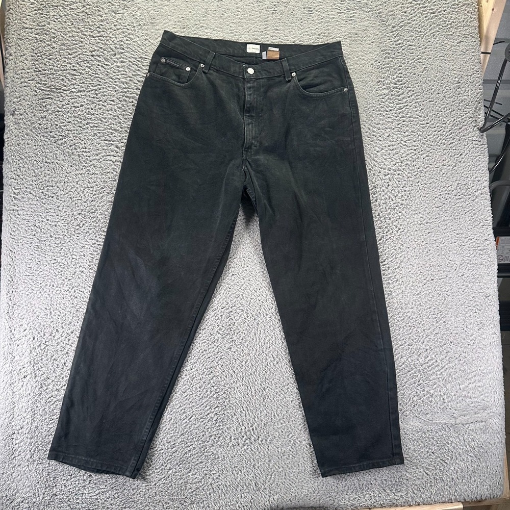 Vintage Calvin Klein Jeans Mens 38x32 Black Cotton Denim Straight Leg Workwear